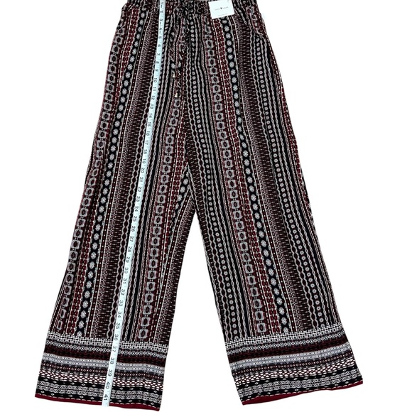 Love Wish Burgundy Bohemian Patterned Wide-Leg Palazoo Pants Large - Picture 4 of 6